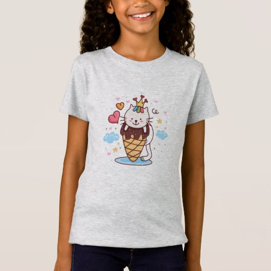 T-Shirt chatte de noël, kawaii, mignon, anime, love, fille (Devant)