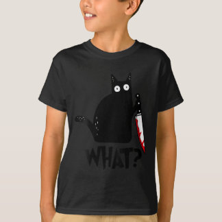 T-shirt Chatte féminine What_ Chat noir meurtrier avec cou