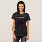 T-shirt Chatte Lady Comic Art Chats Noirs Mère de la Nuit (Devant entier)