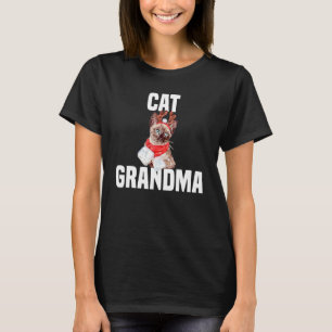 T-shirt Chatte mignonne avec chat costume renne grand-mère