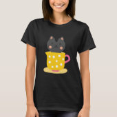 T-shirt Chatte mignonne en dessin animé sur la menthe (Devant)