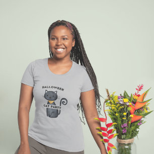 T-shirt chatte noire mignonne femme de la fête d'halloween