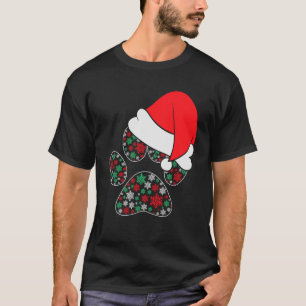 T-shirt Chatte Paw Chien Santa Chapeau Noël Noël Noël Noël