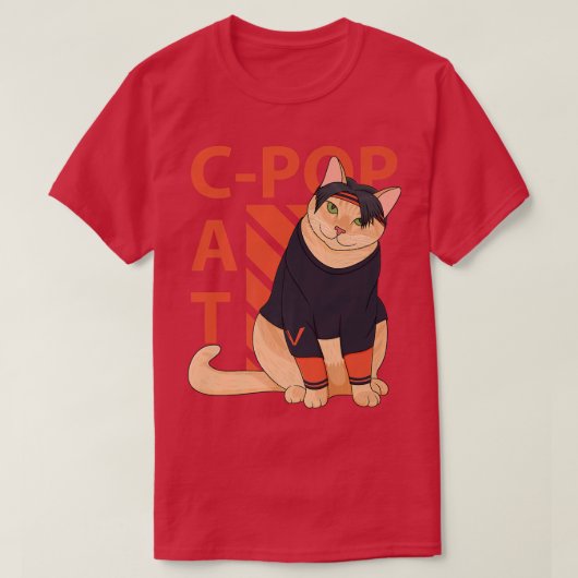 T-shirt chatte pop coréenne parodie, garçon coréen (Design devant)