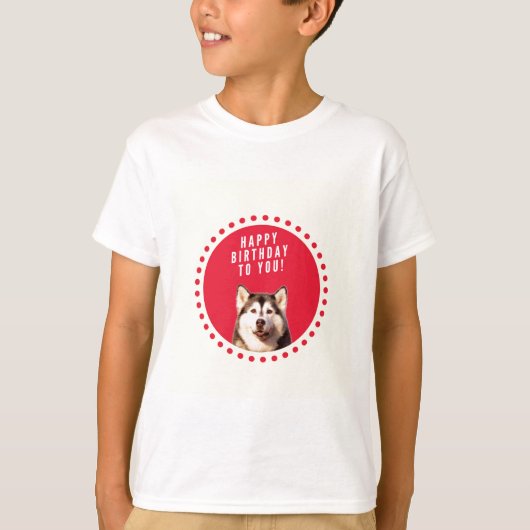 T-shirt Chatte Sibérien Husky Chien Joyeux Anniversaire (Devant)