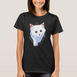 T-shirt Chatte sucré Torn Vêtement blanc Cute Chat