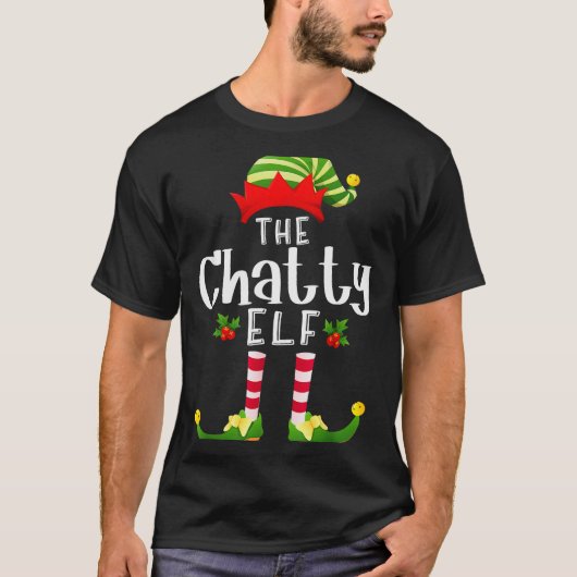 T-shirt Chatty Christmas Elf Matching Pajama X-mas Party  (Devant)