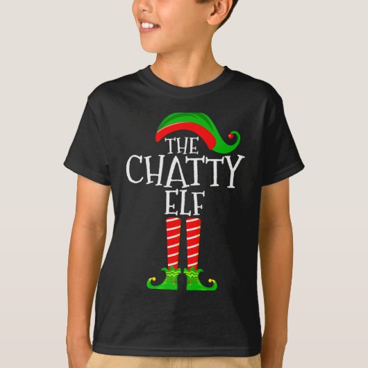 T-shirt Chatty Elf Funny Matching Family Group Christmas P (Devant)