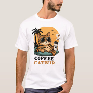T-shirt Chaud Café et Herbe à Chat de Chat Bengal Rétro Co