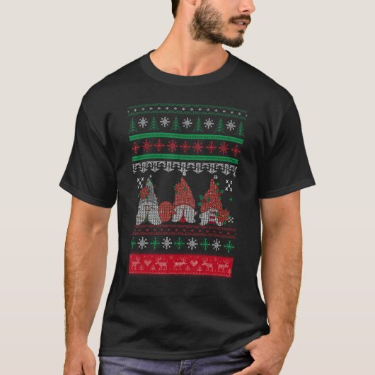 T-shirt Chaud de Noël moche Gnome mignon Gnome Père Noël (Devant)