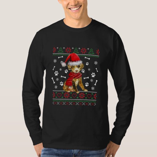 T-shirt Chaud moche chien de berger australien Noël (Devant)
