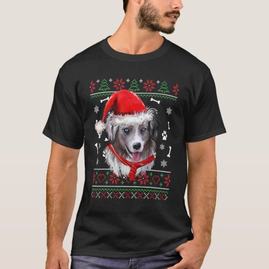 T-shirt Chaud moche Noël Berger Américain Santa Hat (Devant)
