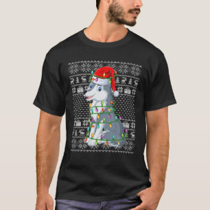 T-shirt Chaud moche style Noël Lumières Père Noël Wolf Chr