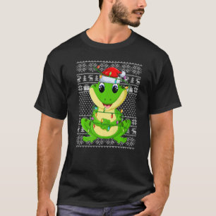 T-shirt Chaud moche style Xmas éclaire Père Noël Tree Frog