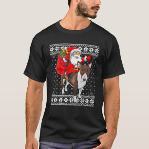 T-shirt Chaud Xmas moche Père Noël Riding Taureau Terrier 
