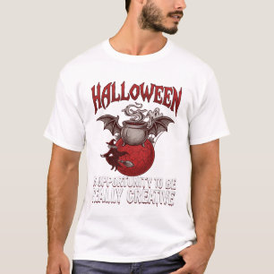T-shirt Chaudron ailé de chauve-souris d'Halloween Sorcièr