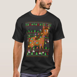 T-shirt Chauffage de Noël moche Style Éclairage Cheval Noë