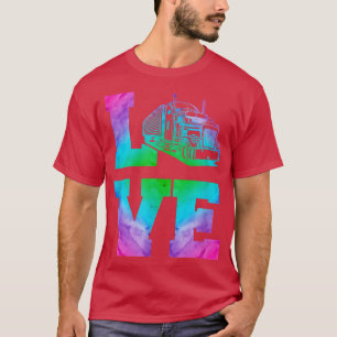 T-shirt Chauffeur de camion Aquarelle Vintage Amour