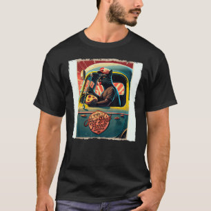 T-shirt Chauffeur de Camion Chat Noir Drôle Hot Dogs pour