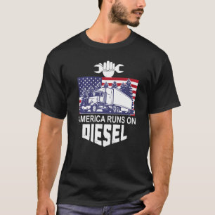 T-shirt Chauffeur de Camion Diesel USA Amérique Roule Au D