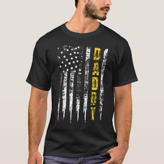 T-shirt Chauffeur de camion Ligne jaune papa Drapeau améri (Devant)