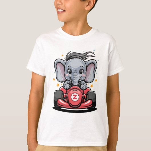 T-shirt Chauffeur de voiture cousue bébé éléphant course (Devant)