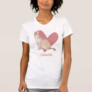 T-shirt Chausie Chat Aquarelle Kitty Coeur rose