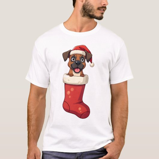 T-shirt Chaussette de Noël Boxer (Devant)