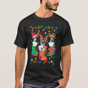 T-shirt Chaussettes de Noël de chaton mignon Cornish Rex C