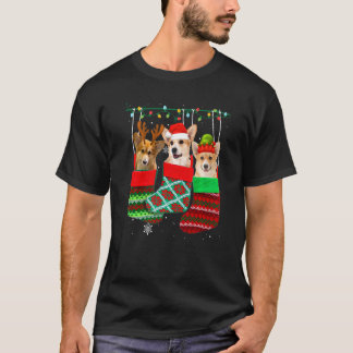 T-shirt Chaussettes de Noël de chien Corgi Pyjama de Noël
