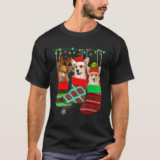 T-shirt Chaussettes de Noël de chien Corgi Xmas Pyjama Ani