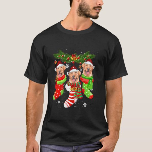T-shirt Chaussettes de Noël du Labrador Arbre Lumière Noël (Devant)