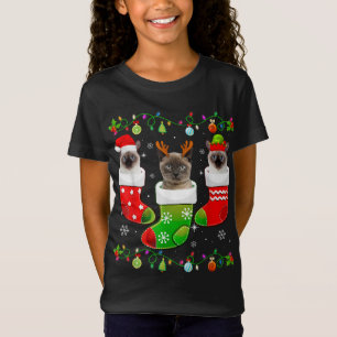 T-Shirt Chaussettes de Noël Funny Amoureux des chats siama