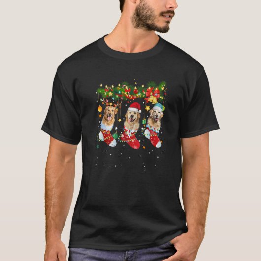 T-shirt Chaussettes de Noël Golden Retriever Pajama Xmas C (Devant)