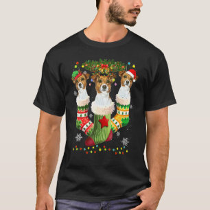 T-shirt Chaussettes de Noël Jack Russell Tree Light Xmas P