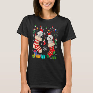T-shirt Chaussettes de Noël Pyjama Bichon Frise Chien Chie