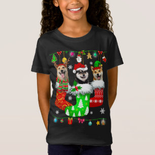 T-Shirt Chaussettes de Noël Pyjama Shiba Inu Chien Chiot A
