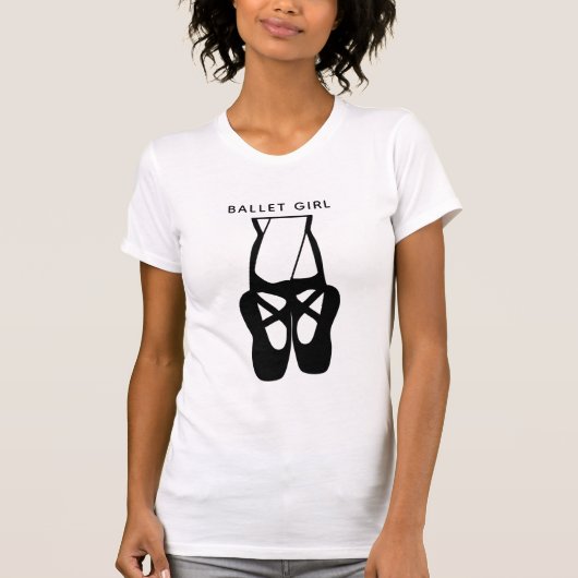 T-shirt Chaussons De Ballet Noir En Pointe Fille Ballet (Devant)