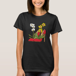 T-shirt Chaussure à talon élevé femmes Plante fleuriste fe