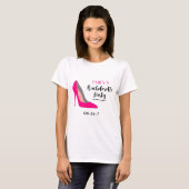 T-shirt Chaussure à talon rose chaud Typographie Bachelore (Devant entier)