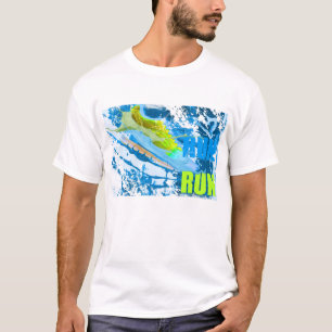 T-shirt Chaussure de course RUN RUN Bleu et Vert Paint Spl