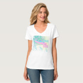 T-shirt Chaussure de course Splash Paint Rose et Bleue WAL (Devant entier)