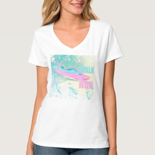 T-shirt Chaussure de course Splash Paint Rose et Bleue WAL (Devant)