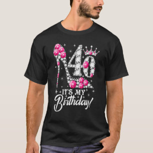 T-shirt Chaussure Diamant Rose 40 Ans C'est Mon 40e Annive