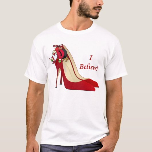 T-shirt Chaussures à talon rouge / Père Noël Elf / Je croi (Devant)
