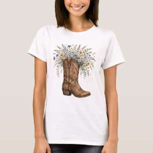 T-shirt Chaussures de cowboy/cowgirl et t shirt fleurs