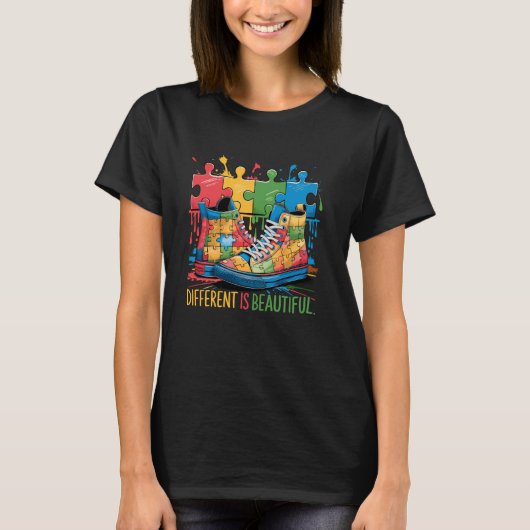 T-shirt Chaussures de sensibilisation à l'autisme Différen (Devant)