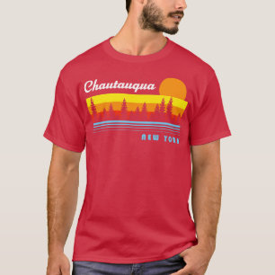T-shirt Chautauqua Lake New York NY Retro Sunset Fishing