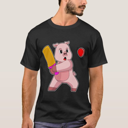 T-shirt Chauve-souris de cricket de porc (Devant)