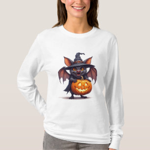 T-shirt Chauve-souris de sorcière hantée avec lanterne cit